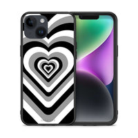 Thumbnail for Θήκη iPhone 15 Black Hearts από τη Smartfits με σχέδιο στο πίσω μέρος και μαύρο περίβλημα | iPhone 15 Black Hearts case with colorful back and black bezels