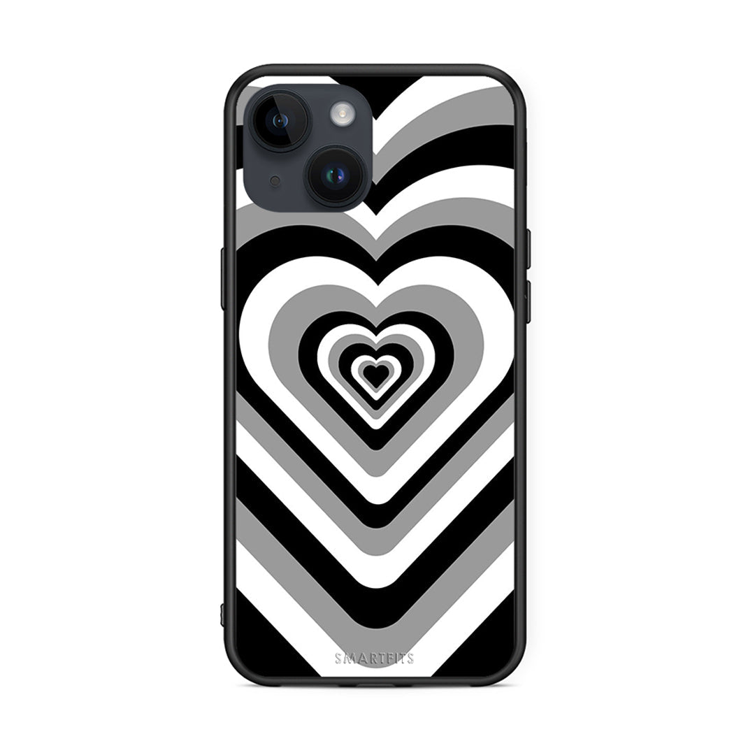 iPhone 15 Black Hearts θήκη από τη Smartfits με σχέδιο στο πίσω μέρος και μαύρο περίβλημα | Smartphone case with colorful back and black bezels by Smartfits