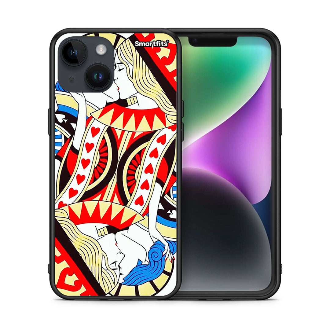 Θήκη iPhone 15 Card Love από τη Smartfits με σχέδιο στο πίσω μέρος και μαύρο περίβλημα | iPhone 15 Card Love case with colorful back and black bezels