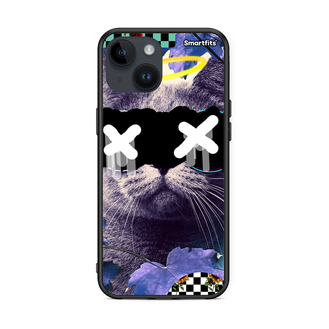 iPhone 15 Cat Collage θήκη από τη Smartfits με σχέδιο στο πίσω μέρος και μαύρο περίβλημα | Smartphone case with colorful back and black bezels by Smartfits