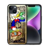 Thumbnail for Θήκη iPhone 14 Duck Money από τη Smartfits με σχέδιο στο πίσω μέρος και μαύρο περίβλημα | iPhone 14 Duck Money case with colorful back and black bezels