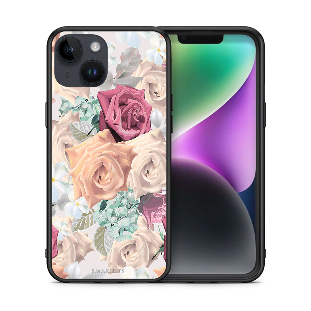 Θήκη iPhone 15 Bouquet Floral από τη Smartfits με σχέδιο στο πίσω μέρος και μαύρο περίβλημα | iPhone 15 Bouquet Floral case with colorful back and black bezels