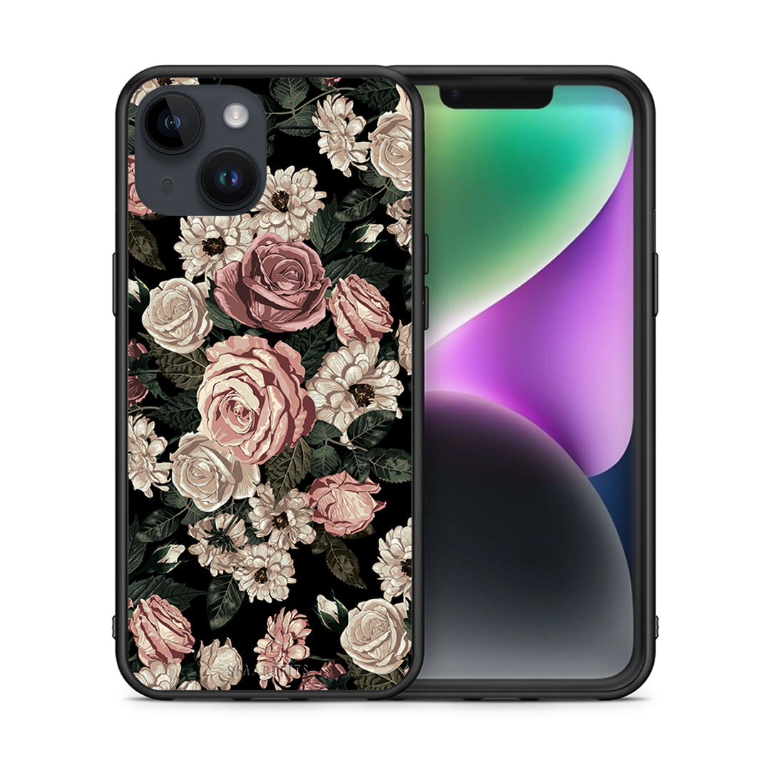 Θήκη iPhone 15 Wild Roses Flower από τη Smartfits με σχέδιο στο πίσω μέρος και μαύρο περίβλημα | iPhone 15 Wild Roses Flower case with colorful back and black bezels