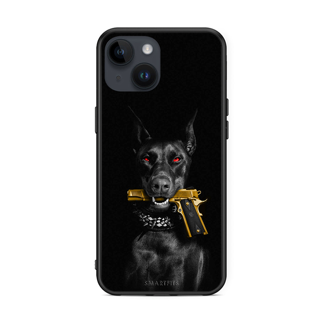 iPhone 15 Golden Gun Θήκη Αγίου Βαλεντίνου από τη Smartfits με σχέδιο στο πίσω μέρος και μαύρο περίβλημα | Smartphone case with colorful back and black bezels by Smartfits