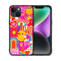 Thumbnail for Θήκη iPhone 15 Hippie Love από τη Smartfits με σχέδιο στο πίσω μέρος και μαύρο περίβλημα | iPhone 15 Hippie Love case with colorful back and black bezels