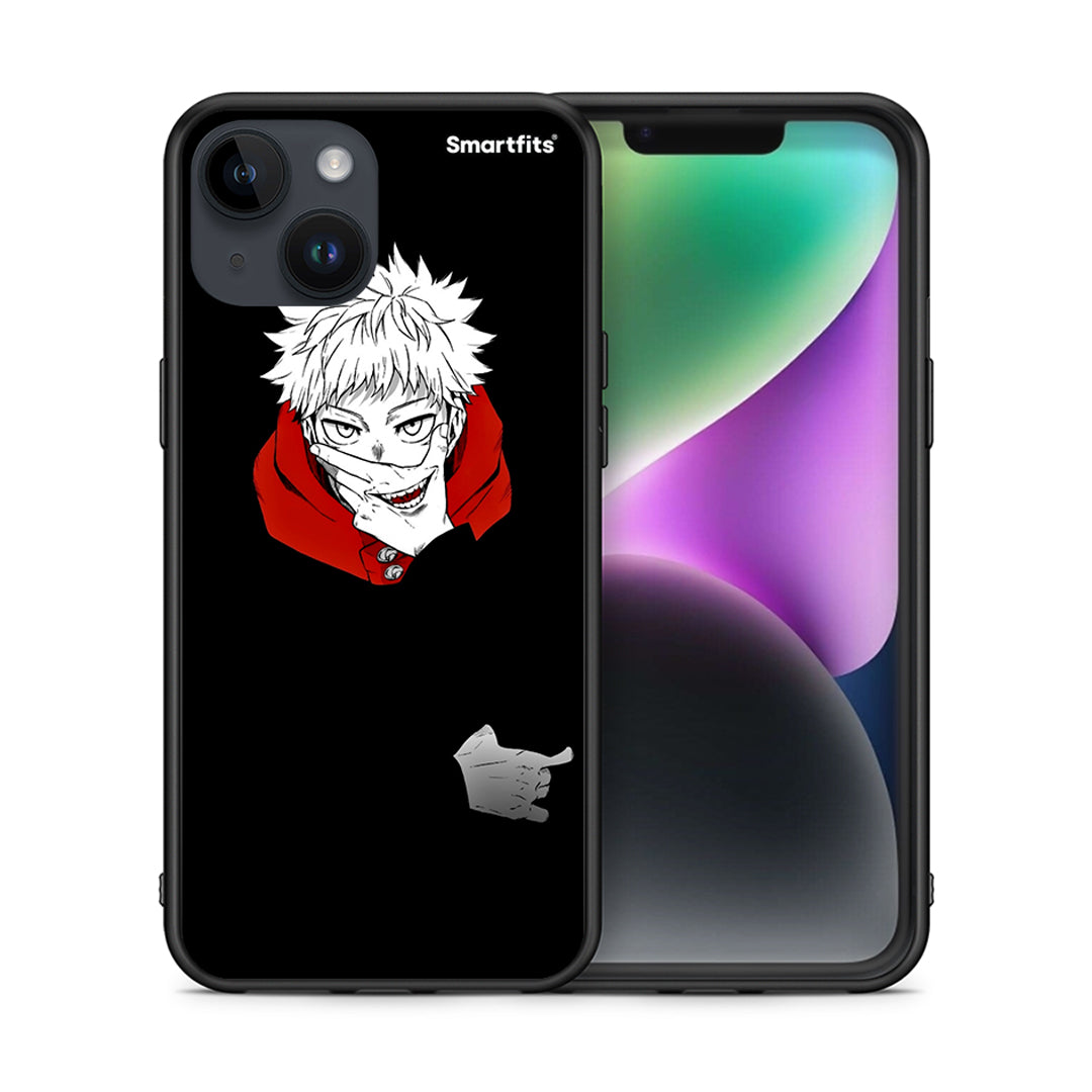 Θήκη iPhone 15 Itadori Anime από τη Smartfits με σχέδιο στο πίσω μέρος και μαύρο περίβλημα | iPhone 15 Itadori Anime case with colorful back and black bezels