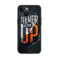 Thumbnail for iPhone 15 Never Give Up Θήκη Αγίου Βαλεντίνου από τη Smartfits με σχέδιο στο πίσω μέρος και μαύρο περίβλημα | Smartphone case with colorful back and black bezels by Smartfits