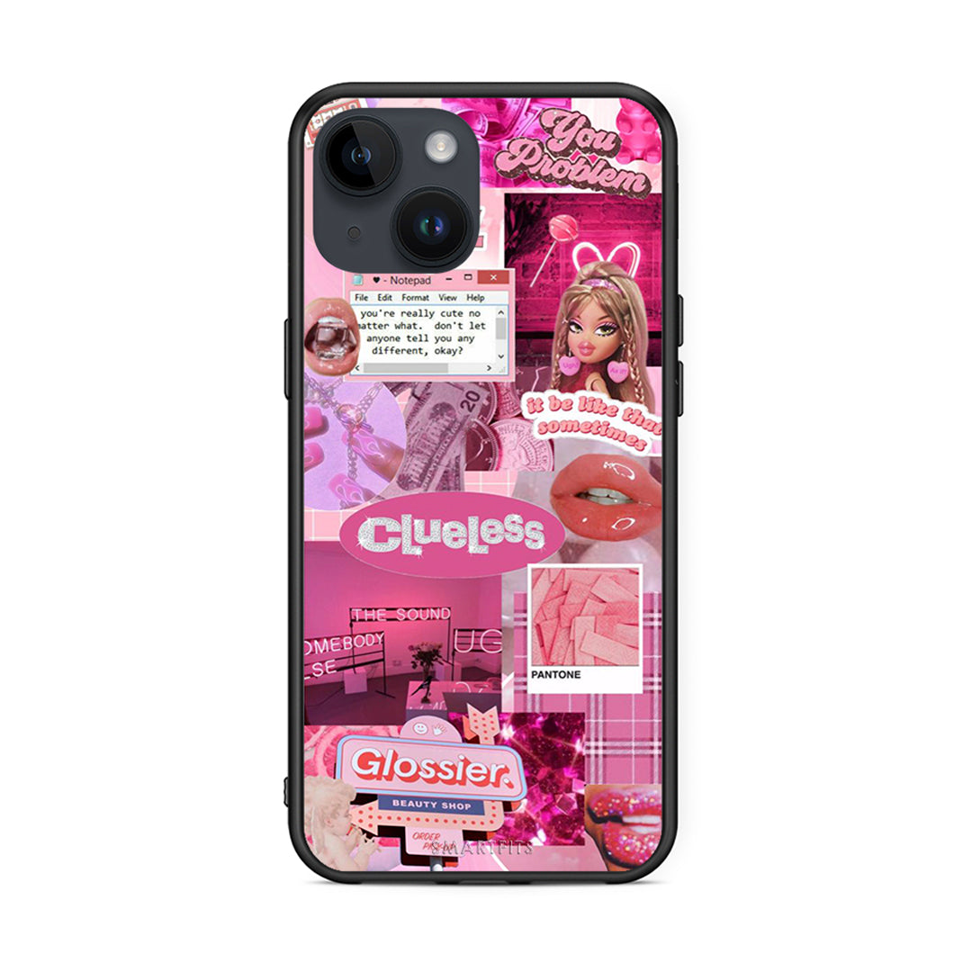 iPhone 15 Pink Love Θήκη Αγίου Βαλεντίνου από τη Smartfits με σχέδιο στο πίσω μέρος και μαύρο περίβλημα | Smartphone case with colorful back and black bezels by Smartfits