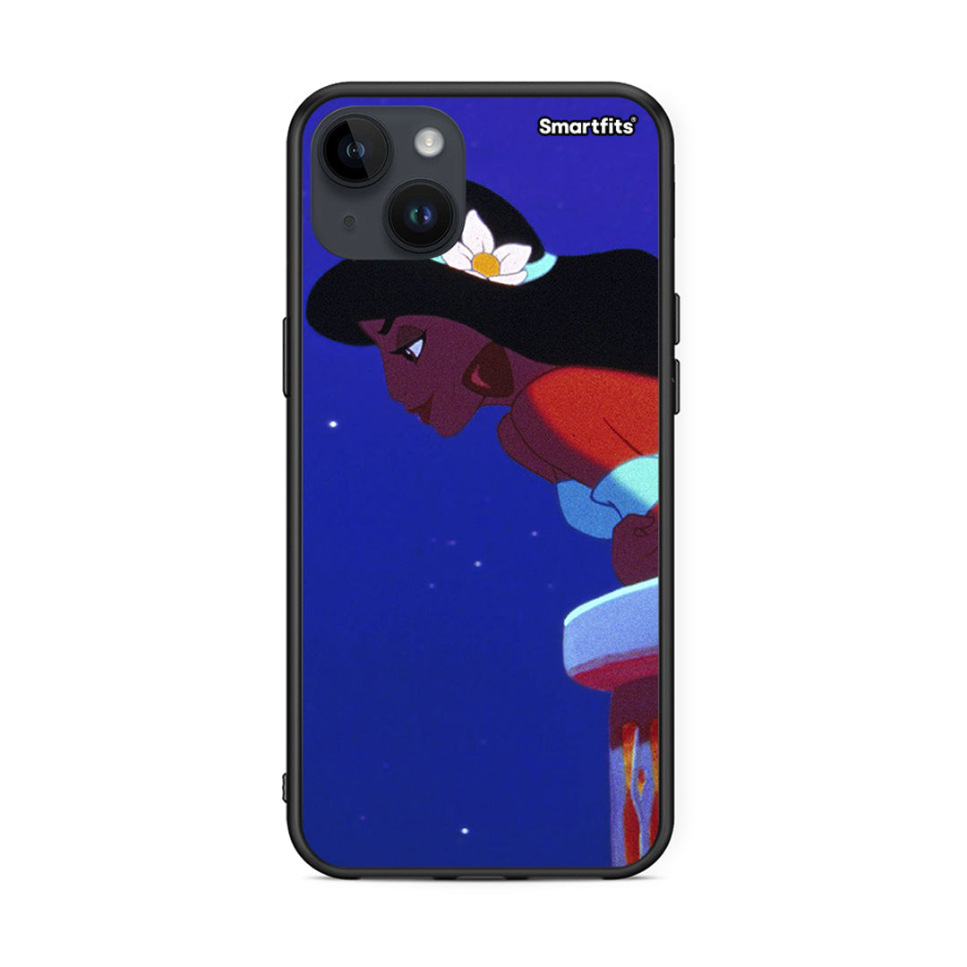 iPhone 15 Plus Alladin And Jasmine Love 2 θήκη από τη Smartfits με σχέδιο στο πίσω μέρος και μαύρο περίβλημα | Smartphone case with colorful back and black bezels by Smartfits