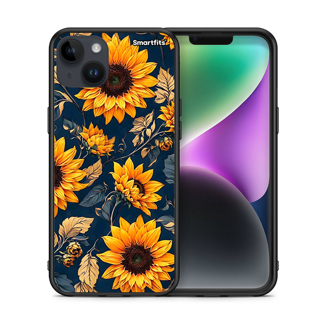 Θήκη iPhone 14 Plus Autumn Sunflowers από τη Smartfits με σχέδιο στο πίσω μέρος και μαύρο περίβλημα | iPhone 14 Plus Autumn Sunflowers case with colorful back and black bezels