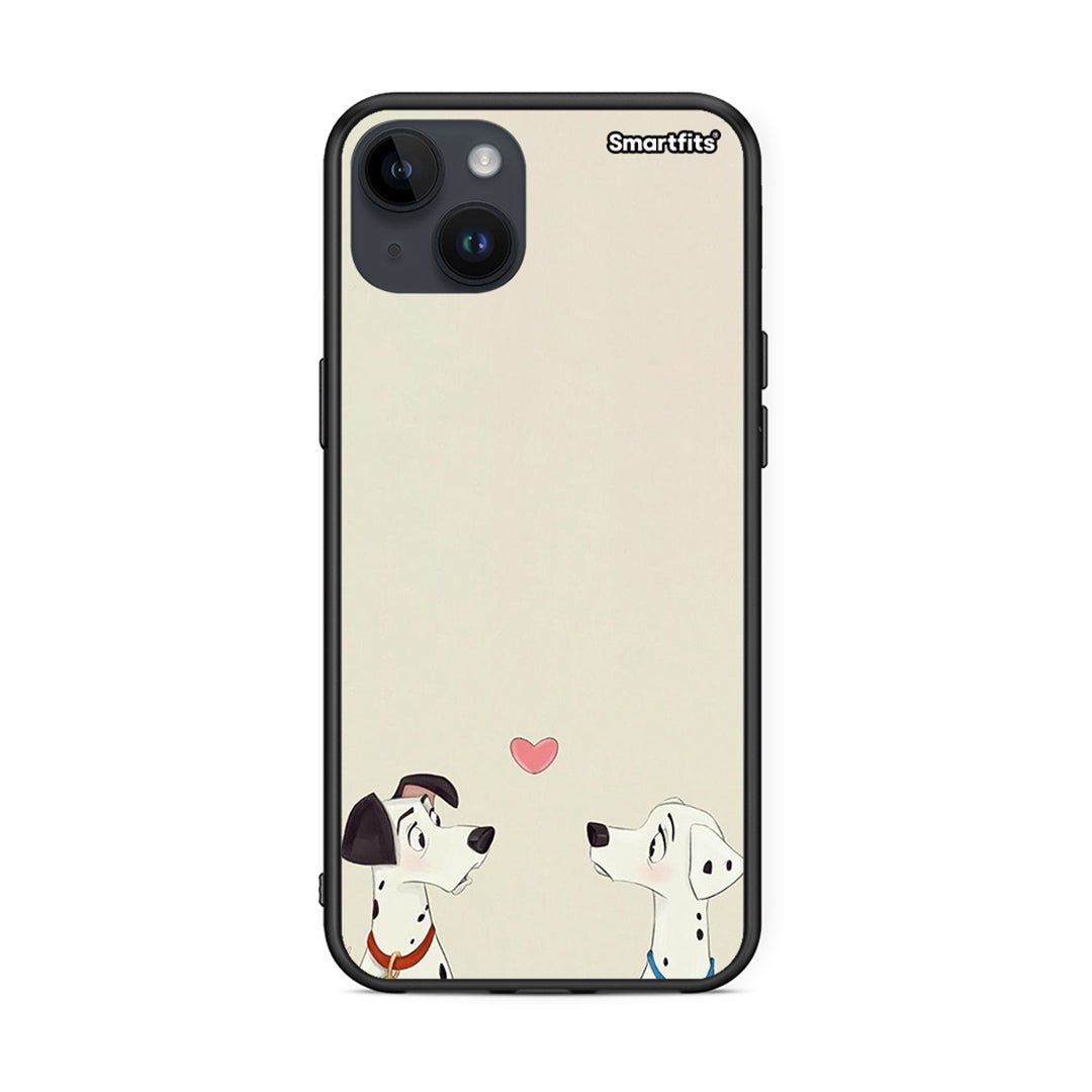 iPhone 14 Plus Dalmatians Love θήκη από τη Smartfits με σχέδιο στο πίσω μέρος και μαύρο περίβλημα | Smartphone case with colorful back and black bezels by Smartfits