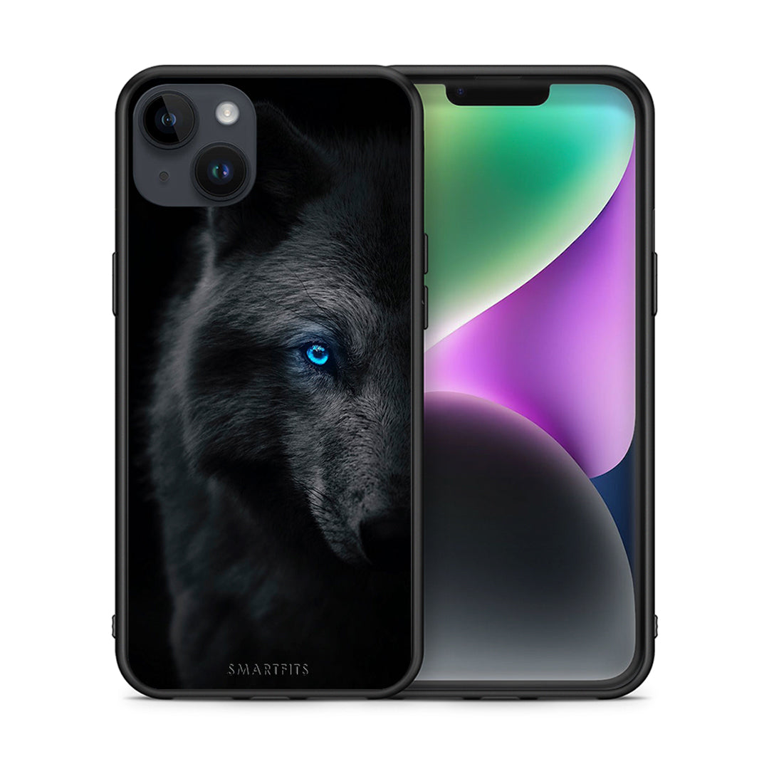 Θήκη iPhone 15 Plus Dark Wolf από τη Smartfits με σχέδιο στο πίσω μέρος και μαύρο περίβλημα | iPhone 15 Plus Dark Wolf case with colorful back and black bezels
