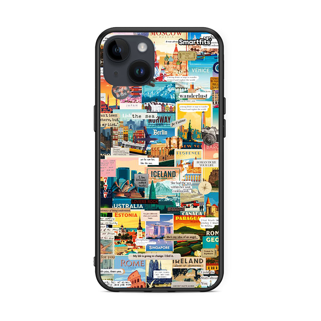 iPhone 14 Plus Live To Travel θήκη από τη Smartfits με σχέδιο στο πίσω μέρος και μαύρο περίβλημα | Smartphone case with colorful back and black bezels by Smartfits