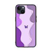 Thumbnail for iPhone 15 Plus Purple Mariposa Θήκη Αγίου Βαλεντίνου από τη Smartfits με σχέδιο στο πίσω μέρος και μαύρο περίβλημα | Smartphone case with colorful back and black bezels by Smartfits