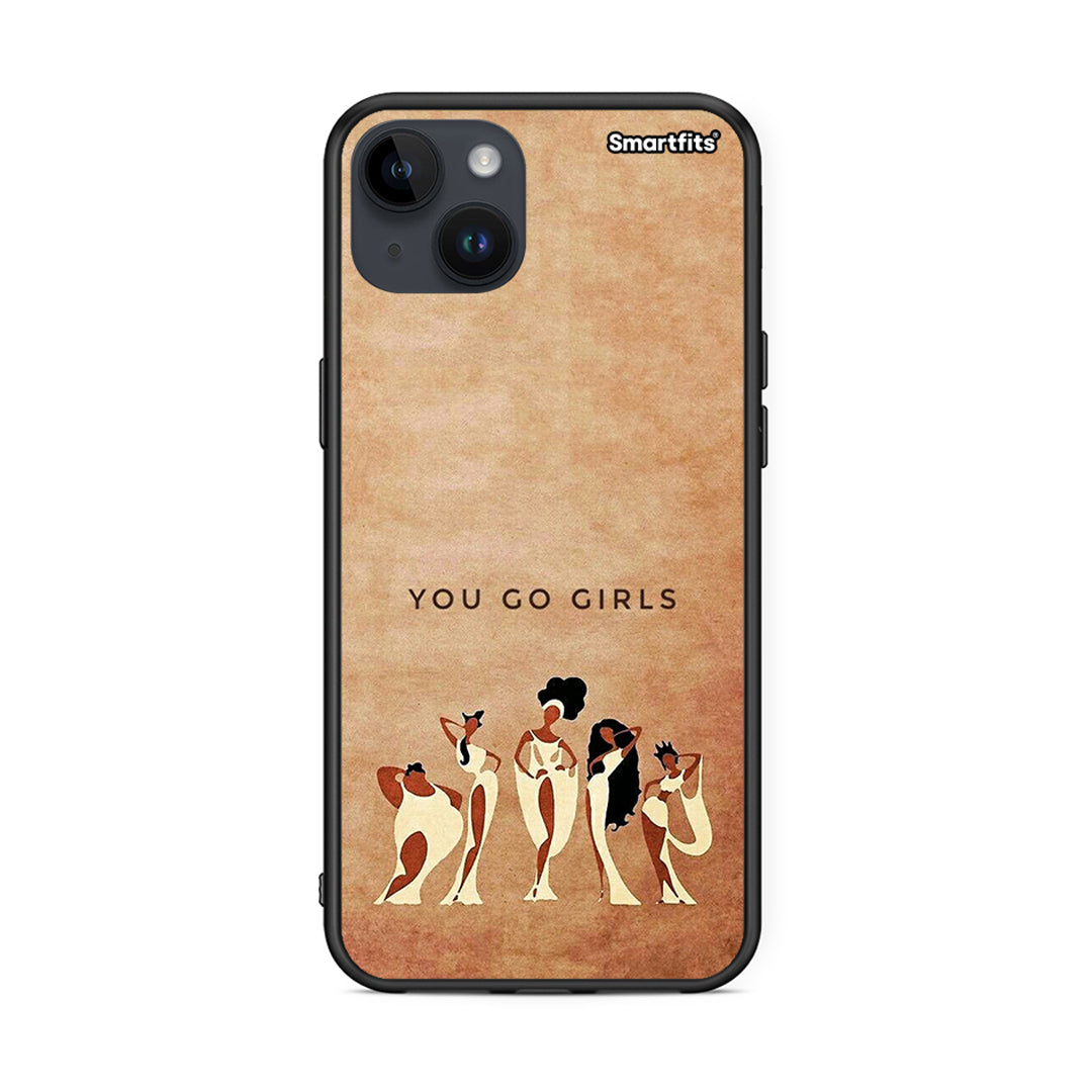 iPhone 14 Plus You Go Girl θήκη από τη Smartfits με σχέδιο στο πίσω μέρος και μαύρο περίβλημα | Smartphone case with colorful back and black bezels by Smartfits