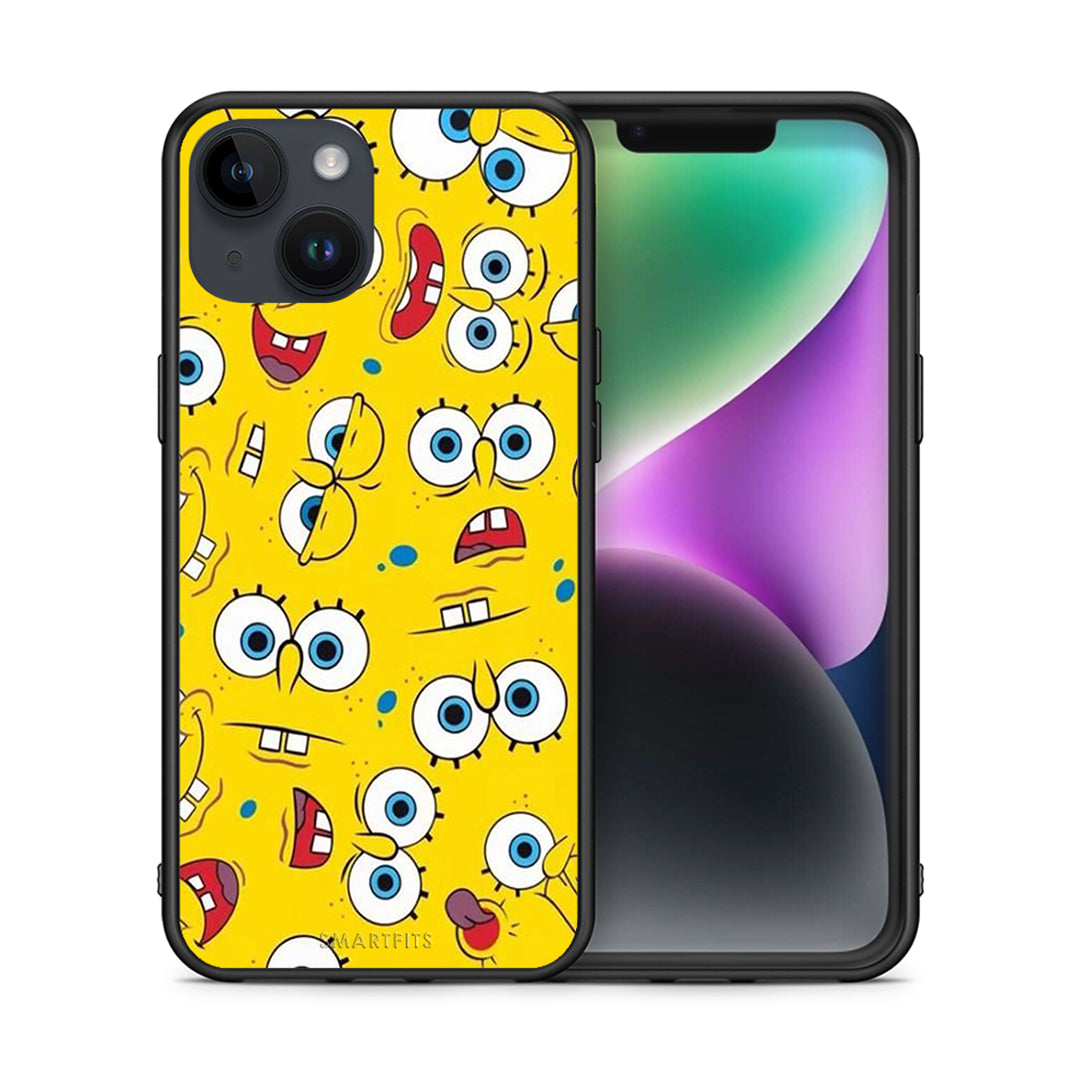 Θήκη iPhone 15 Sponge PopArt από τη Smartfits με σχέδιο στο πίσω μέρος και μαύρο περίβλημα | iPhone 15 Sponge PopArt case with colorful back and black bezels