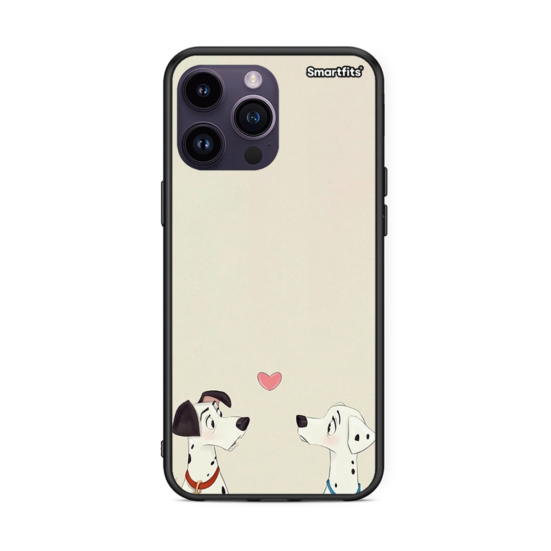 iPhone 15 Pro Dalmatians Love θήκη από τη Smartfits με σχέδιο στο πίσω μέρος και μαύρο περίβλημα | Smartphone case with colorful back and black bezels by Smartfits