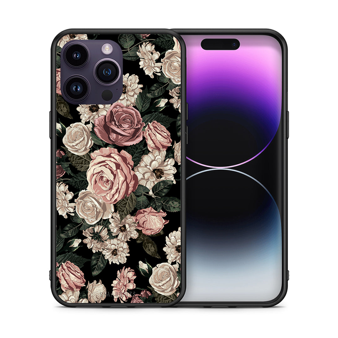 Θήκη iPhone 14 Pro Wild Roses Flower από τη Smartfits με σχέδιο στο πίσω μέρος και μαύρο περίβλημα | iPhone 14 Pro Wild Roses Flower case with colorful back and black bezels