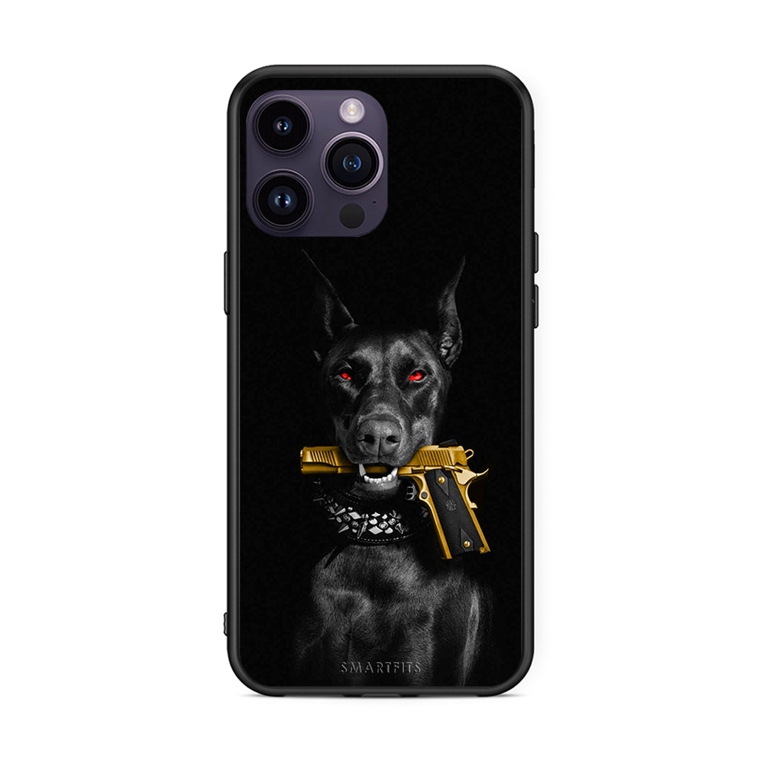 iPhone 15 Pro Golden Gun Θήκη Αγίου Βαλεντίνου από τη Smartfits με σχέδιο στο πίσω μέρος και μαύρο περίβλημα | Smartphone case with colorful back and black bezels by Smartfits