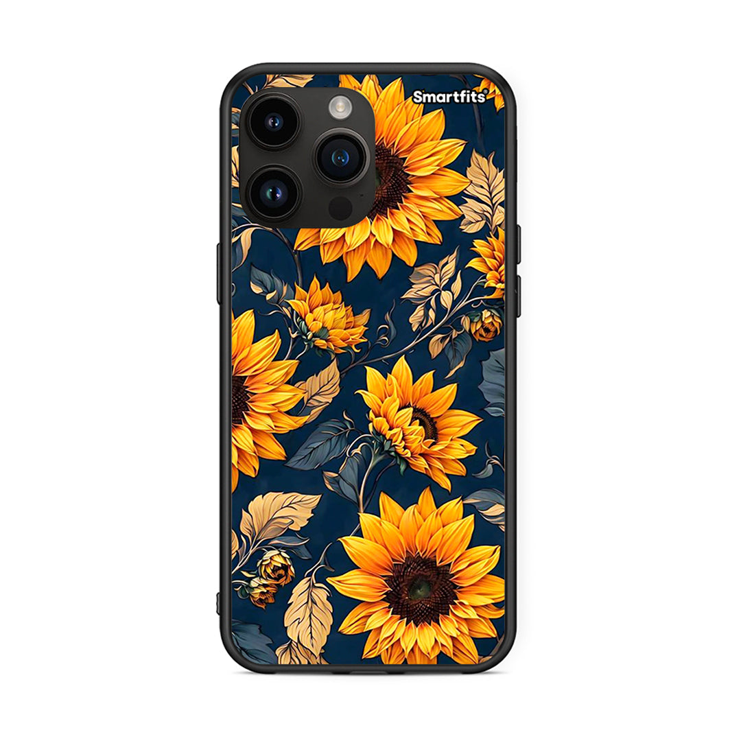 iPhone 15 Pro Max Autumn Sunflowers Θήκη από τη Smartfits με σχέδιο στο πίσω μέρος και μαύρο περίβλημα | Smartphone case with colorful back and black bezels by Smartfits