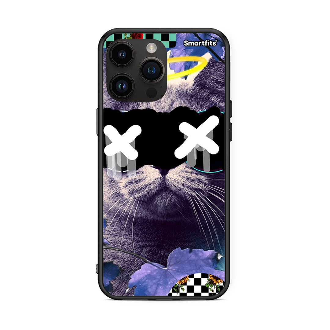 iPhone 15 Pro Max Cat Collage θήκη από τη Smartfits με σχέδιο στο πίσω μέρος και μαύρο περίβλημα | Smartphone case with colorful back and black bezels by Smartfits