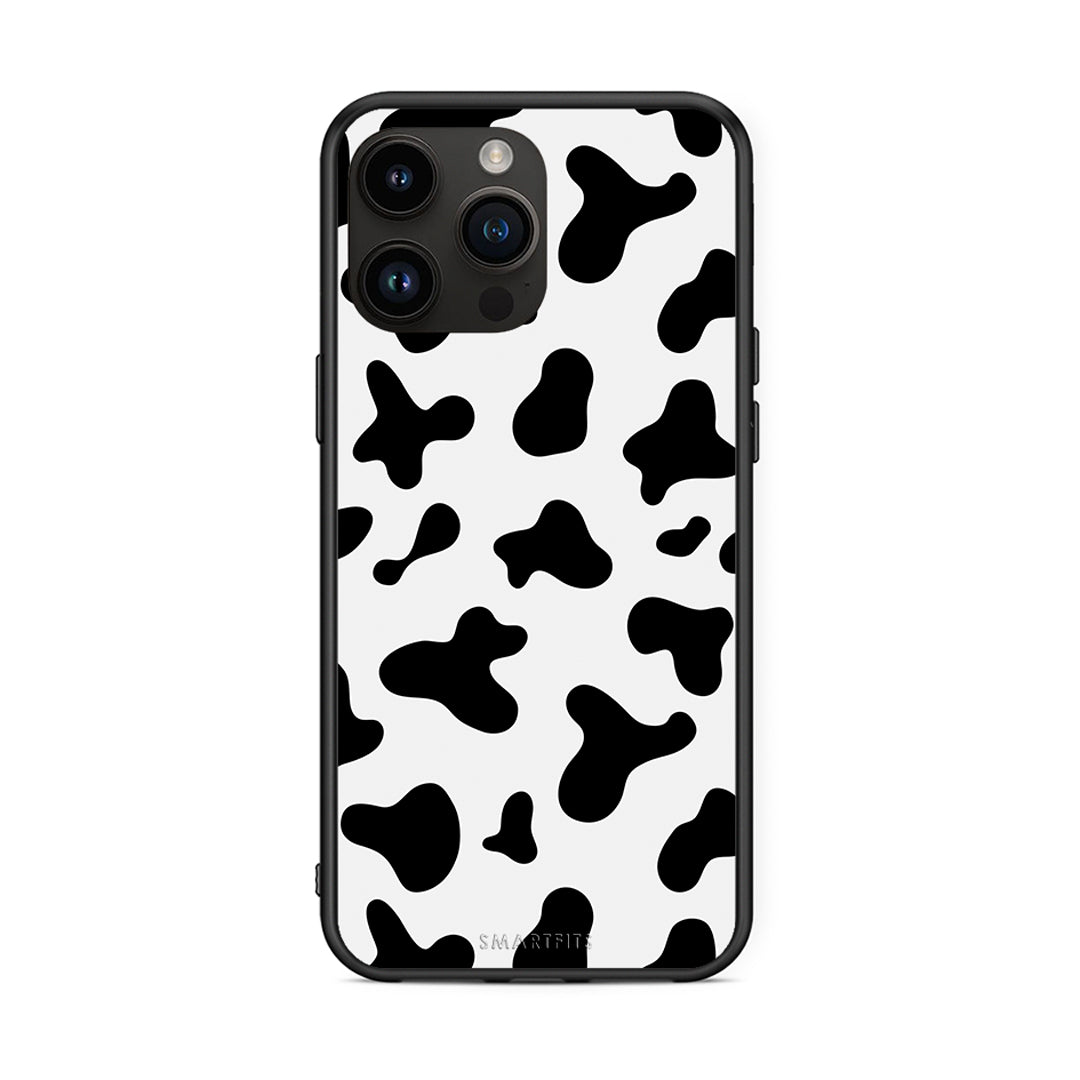 iPhone 15 Pro Max Cow Print θήκη από τη Smartfits με σχέδιο στο πίσω μέρος και μαύρο περίβλημα | Smartphone case with colorful back and black bezels by Smartfits