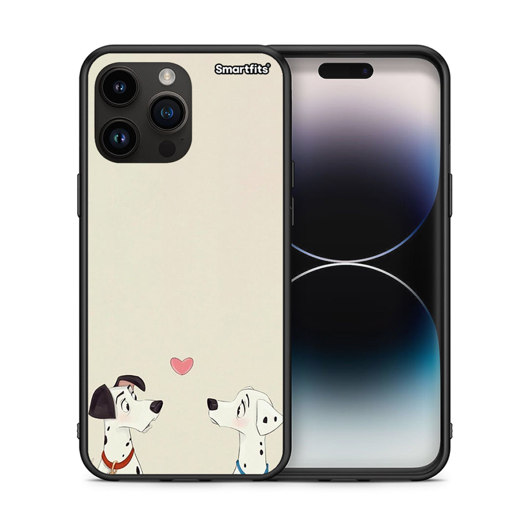 Θήκη iPhone 14 Pro Max Dalmatians Love από τη Smartfits με σχέδιο στο πίσω μέρος και μαύρο περίβλημα | iPhone 14 Pro Max Dalmatians Love case with colorful back and black bezels