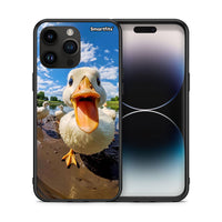 Thumbnail for Θήκη iPhone 15 Pro Max Duck Face από τη Smartfits με σχέδιο στο πίσω μέρος και μαύρο περίβλημα | iPhone 15 Pro Max Duck Face case with colorful back and black bezels