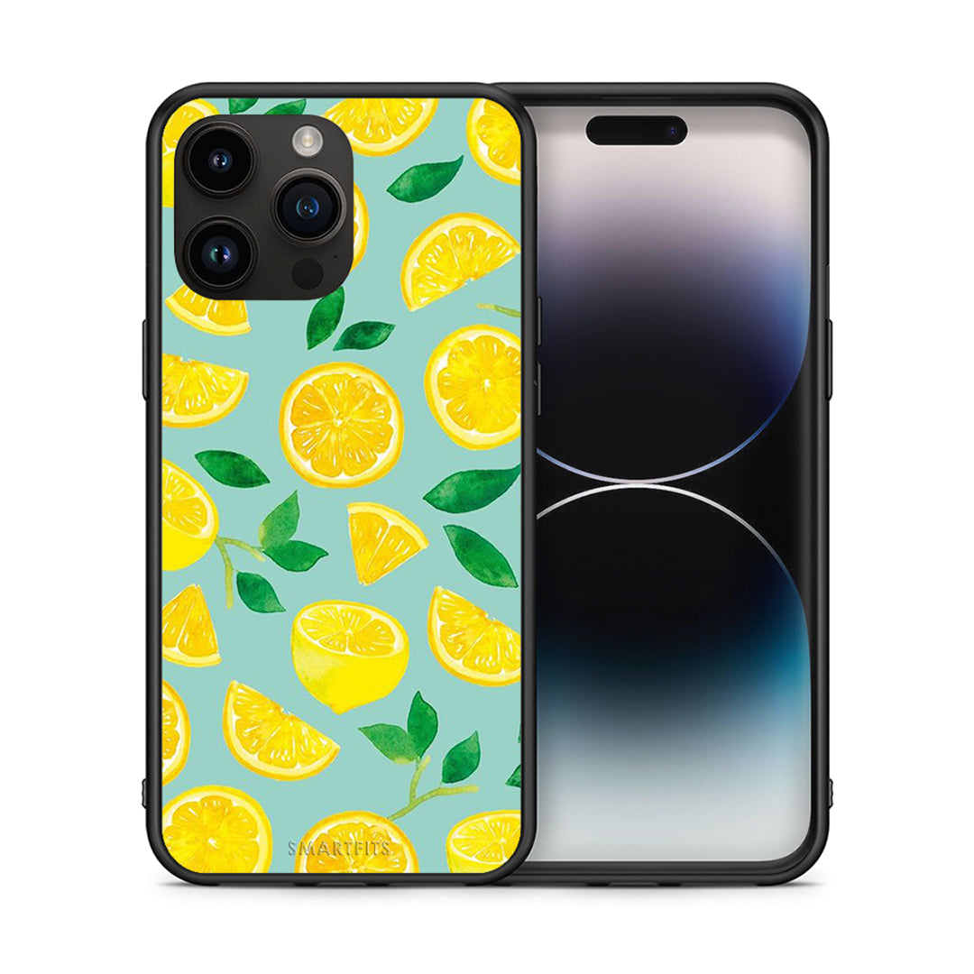 Θήκη iPhone 15 Pro Max Lemons από τη Smartfits με σχέδιο στο πίσω μέρος και μαύρο περίβλημα | iPhone 15 Pro Max Lemons case with colorful back and black bezels