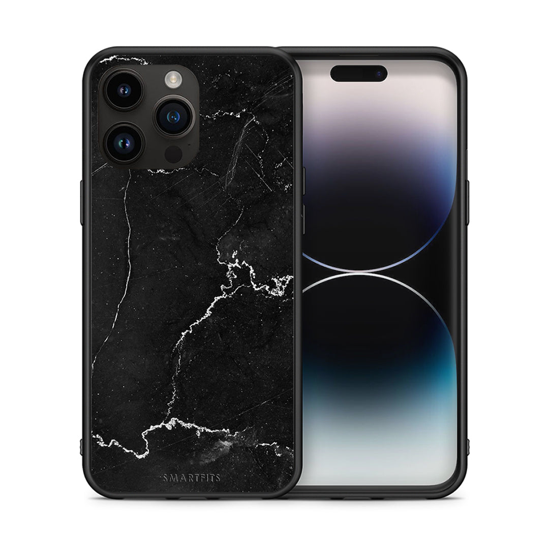 Θήκη iPhone 15 Pro Max Marble Black από τη Smartfits με σχέδιο στο πίσω μέρος και μαύρο περίβλημα | iPhone 15 Pro Max Marble Black case with colorful back and black bezels