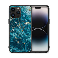 Thumbnail for Θήκη iPhone 15 Pro Max Marble Blue από τη Smartfits με σχέδιο στο πίσω μέρος και μαύρο περίβλημα | iPhone 15 Pro Max Marble Blue case with colorful back and black bezels