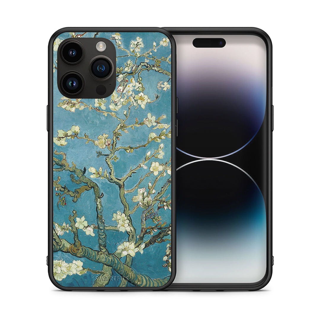 Θήκη iPhone 15 Pro Max White Blossoms από τη Smartfits με σχέδιο στο πίσω μέρος και μαύρο περίβλημα | iPhone 15 Pro Max White Blossoms case with colorful back and black bezels