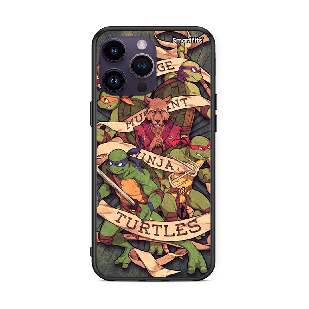 iPhone 15 Pro Ninja Turtles θήκη από τη Smartfits με σχέδιο στο πίσω μέρος και μαύρο περίβλημα | Smartphone case with colorful back and black bezels by Smartfits