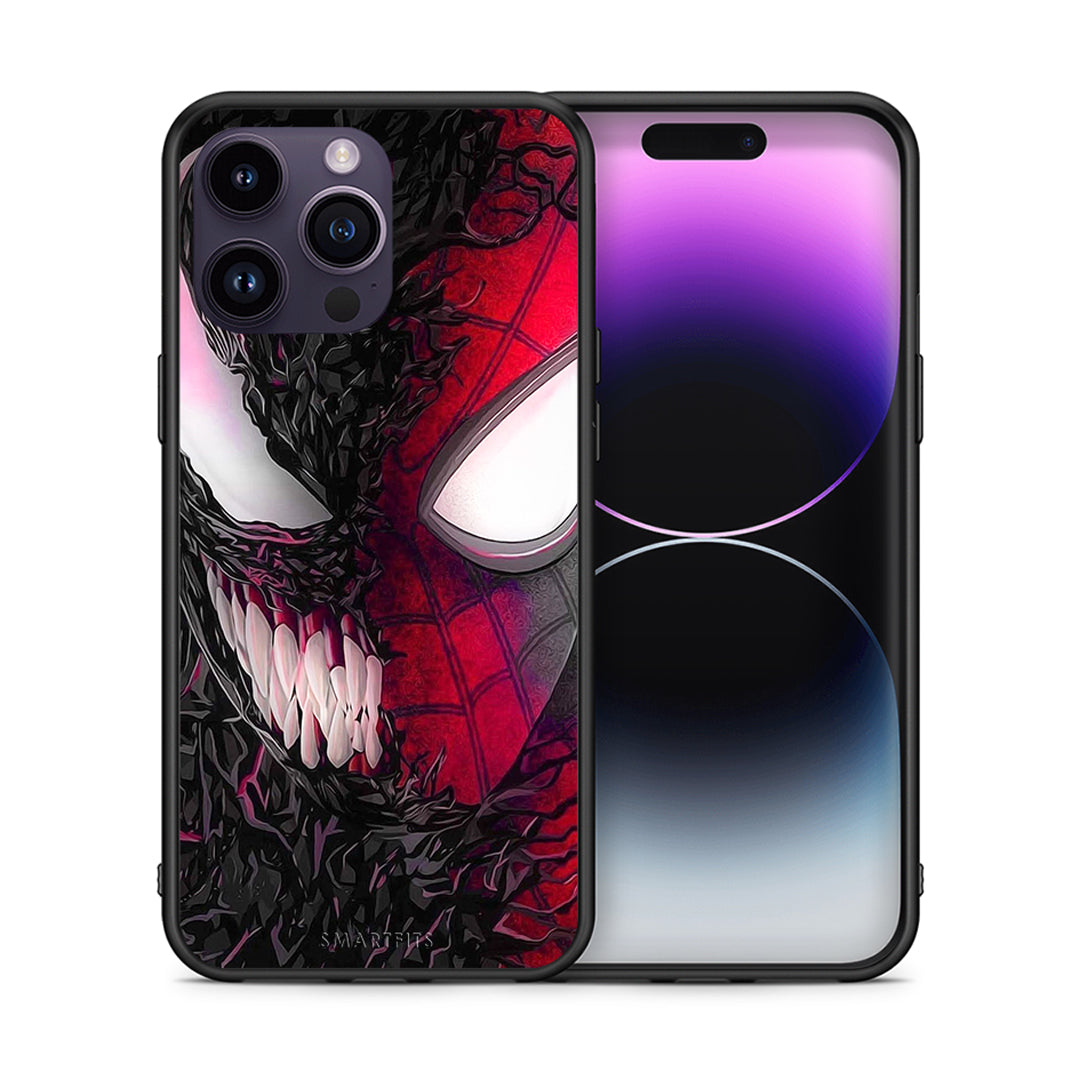 Θήκη iPhone 15 Pro SpiderVenom PopArt από τη Smartfits με σχέδιο στο πίσω μέρος και μαύρο περίβλημα | iPhone 15 Pro SpiderVenom PopArt case with colorful back and black bezels