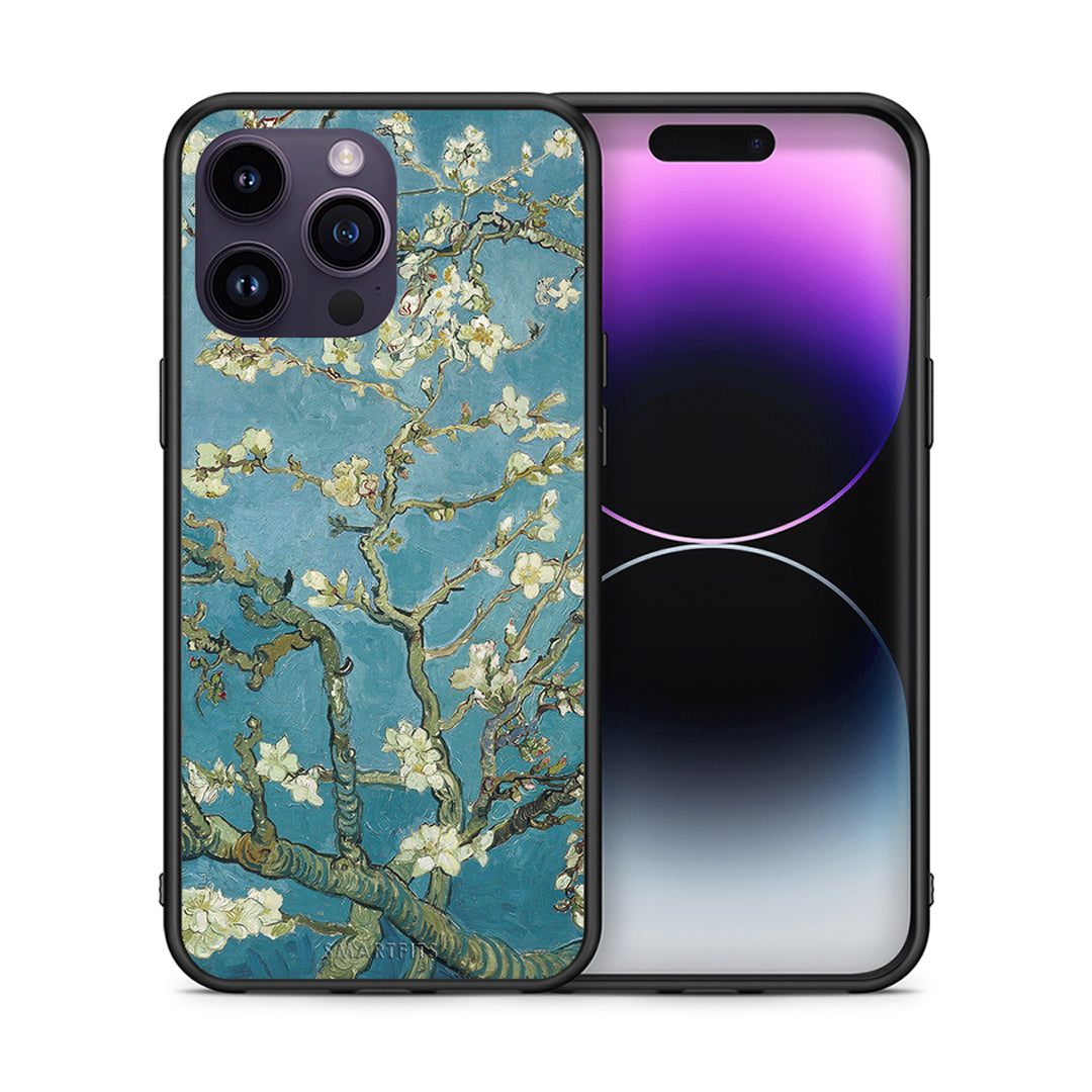 Θήκη iPhone 15 Pro White Blossoms από τη Smartfits με σχέδιο στο πίσω μέρος και μαύρο περίβλημα | iPhone 15 Pro White Blossoms case with colorful back and black bezels