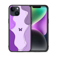 Thumbnail for Θήκη Αγίου Βαλεντίνου iPhone 15 Purple Mariposa από τη Smartfits με σχέδιο στο πίσω μέρος και μαύρο περίβλημα | iPhone 15 Purple Mariposa case with colorful back and black bezels