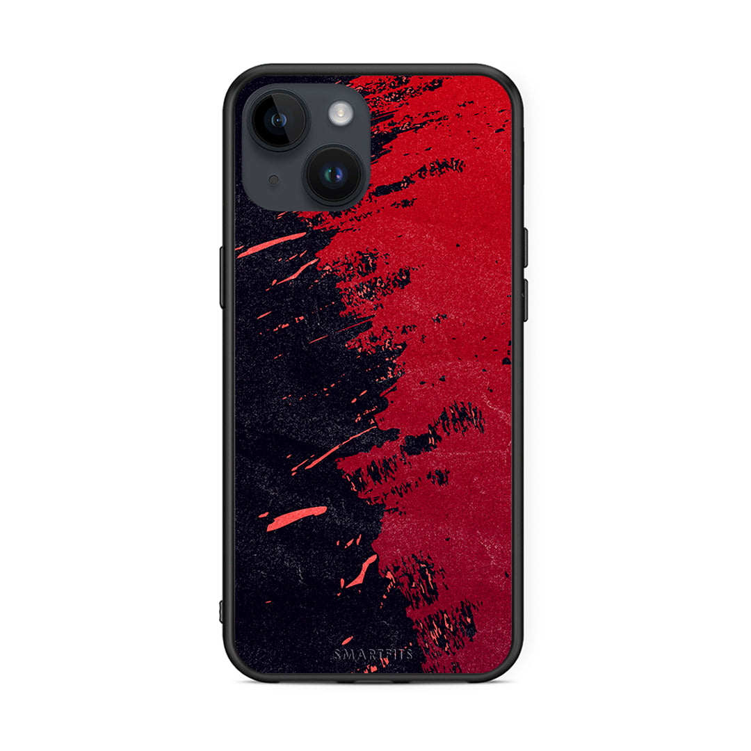 iPhone 15 Red Paint Θήκη Αγίου Βαλεντίνου από τη Smartfits με σχέδιο στο πίσω μέρος και μαύρο περίβλημα | Smartphone case with colorful back and black bezels by Smartfits