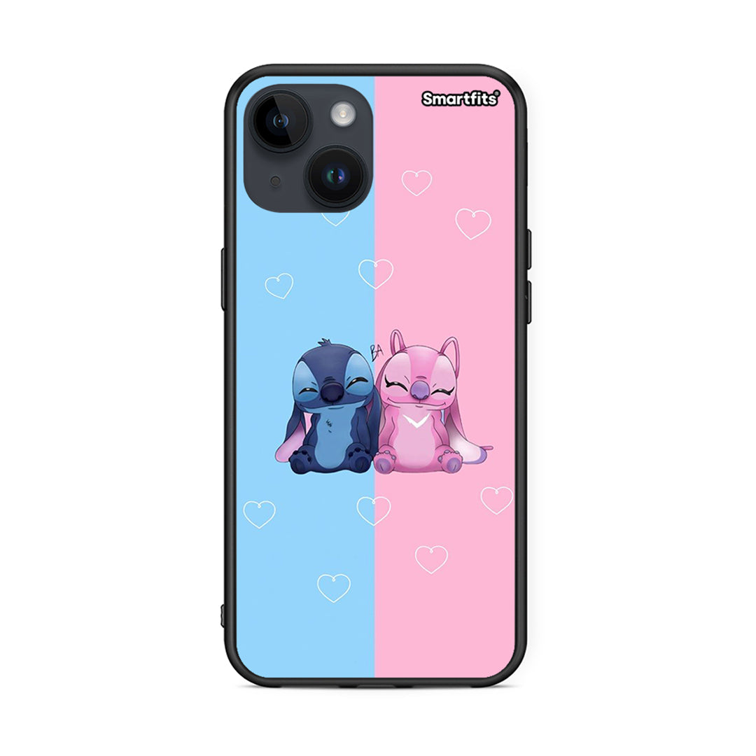 iPhone 15 Stitch And Angel θήκη από τη Smartfits με σχέδιο στο πίσω μέρος και μαύρο περίβλημα | Smartphone case with colorful back and black bezels by Smartfits