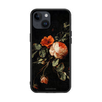 Thumbnail for iPhone 15 Vintage Roses θήκη από τη Smartfits με σχέδιο στο πίσω μέρος και μαύρο περίβλημα | Smartphone case with colorful back and black bezels by Smartfits
