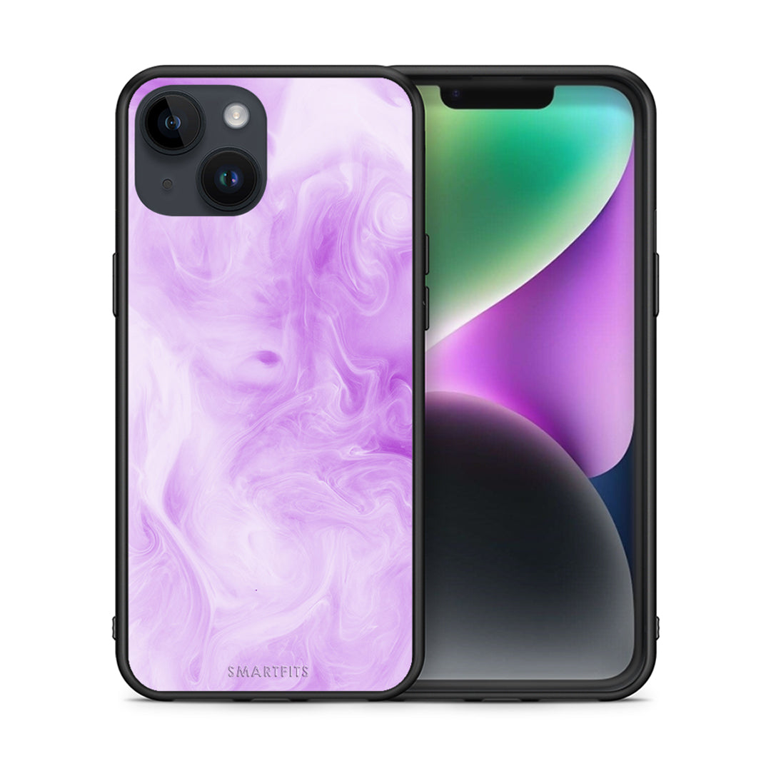 Θήκη iPhone 15 Lavender Watercolor από τη Smartfits με σχέδιο στο πίσω μέρος και μαύρο περίβλημα | iPhone 15 Lavender Watercolor case with colorful back and black bezels