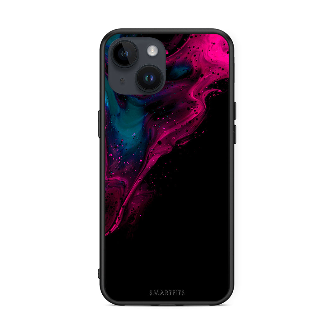 4 - iPhone 15 Pink Black Watercolor case, cover, bumper