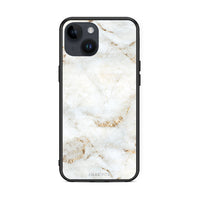 Thumbnail for iPhone 15 White Gold Marble θήκη από τη Smartfits με σχέδιο στο πίσω μέρος και μαύρο περίβλημα | Smartphone case with colorful back and black bezels by Smartfits