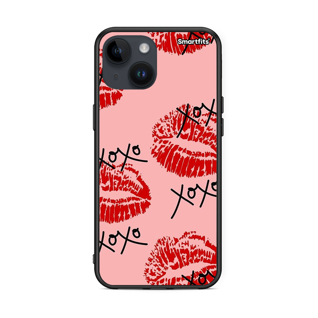 iPhone 15 XOXO Lips θήκη από τη Smartfits με σχέδιο στο πίσω μέρος και μαύρο περίβλημα | Smartphone case with colorful back and black bezels by Smartfits