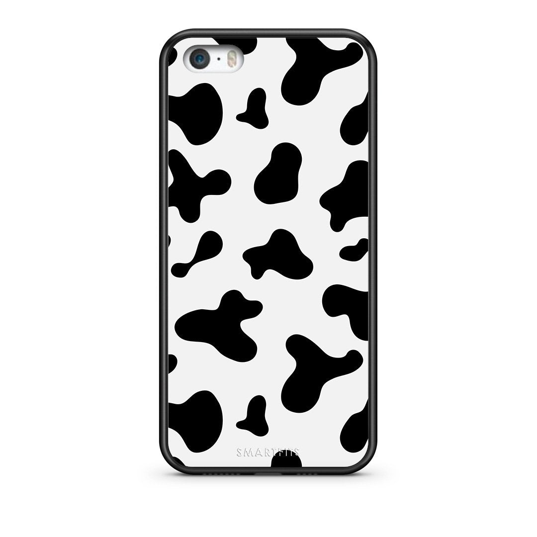 iPhone 5/5s/SE Cow Print θήκη από τη Smartfits με σχέδιο στο πίσω μέρος και μαύρο περίβλημα | Smartphone case with colorful back and black bezels by Smartfits