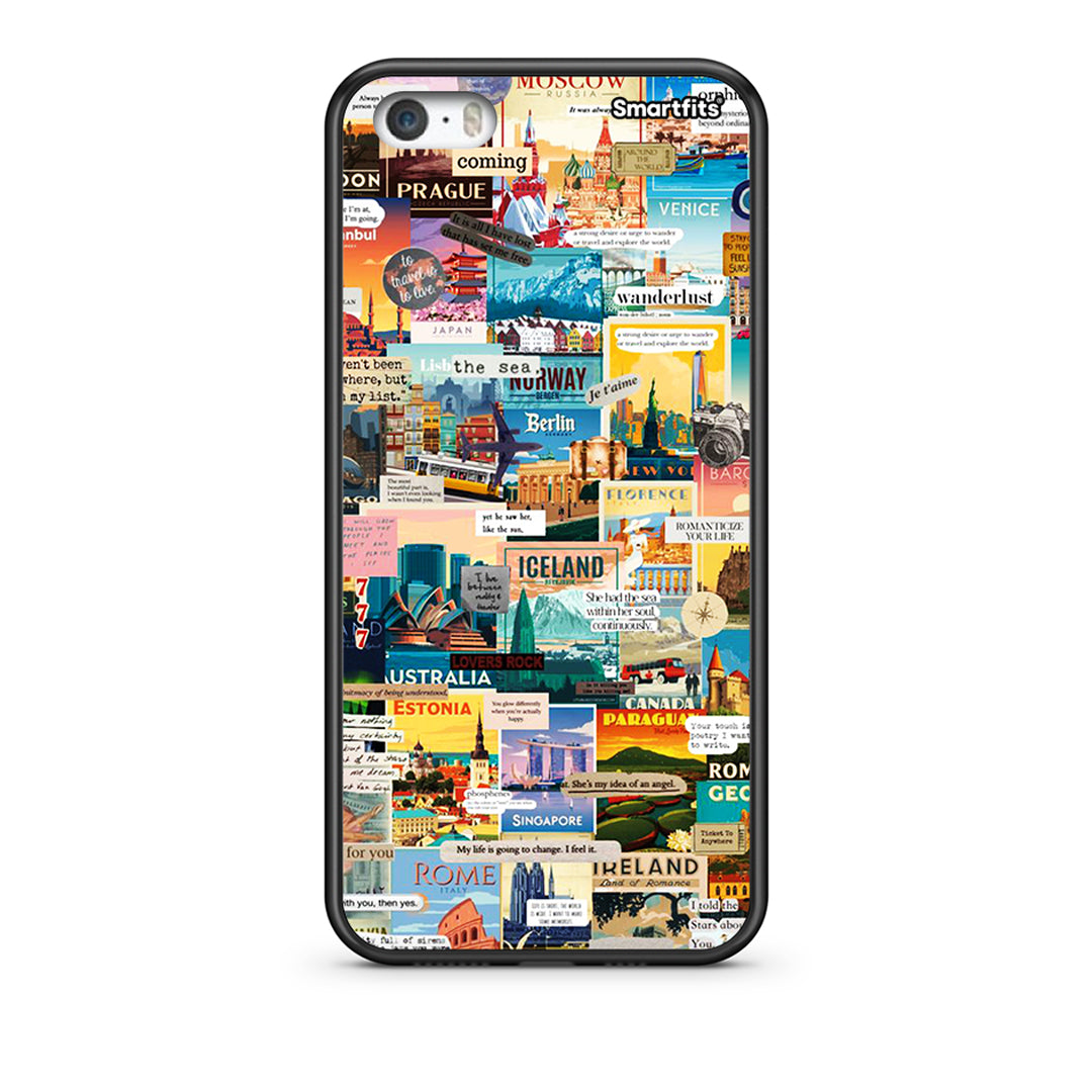 iPhone 5/5s/SE Live To Travel θήκη από τη Smartfits με σχέδιο στο πίσω μέρος και μαύρο περίβλημα | Smartphone case with colorful back and black bezels by Smartfits