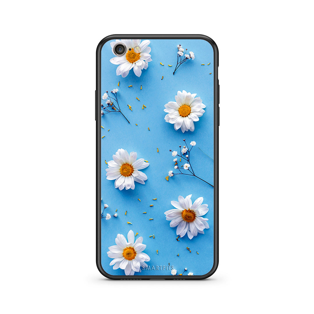 iphone 6 6s Real Daisies θήκη από τη Smartfits με σχέδιο στο πίσω μέρος και μαύρο περίβλημα | Smartphone case with colorful back and black bezels by Smartfits