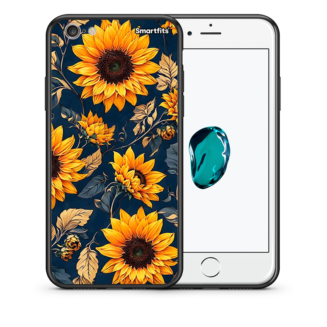 Θήκη iPhone 7 / 8 / SE 2020 Autumn Sunflowers από τη Smartfits με σχέδιο στο πίσω μέρος και μαύρο περίβλημα | iPhone 7 / 8 / SE 2020 Autumn Sunflowers case with colorful back and black bezels