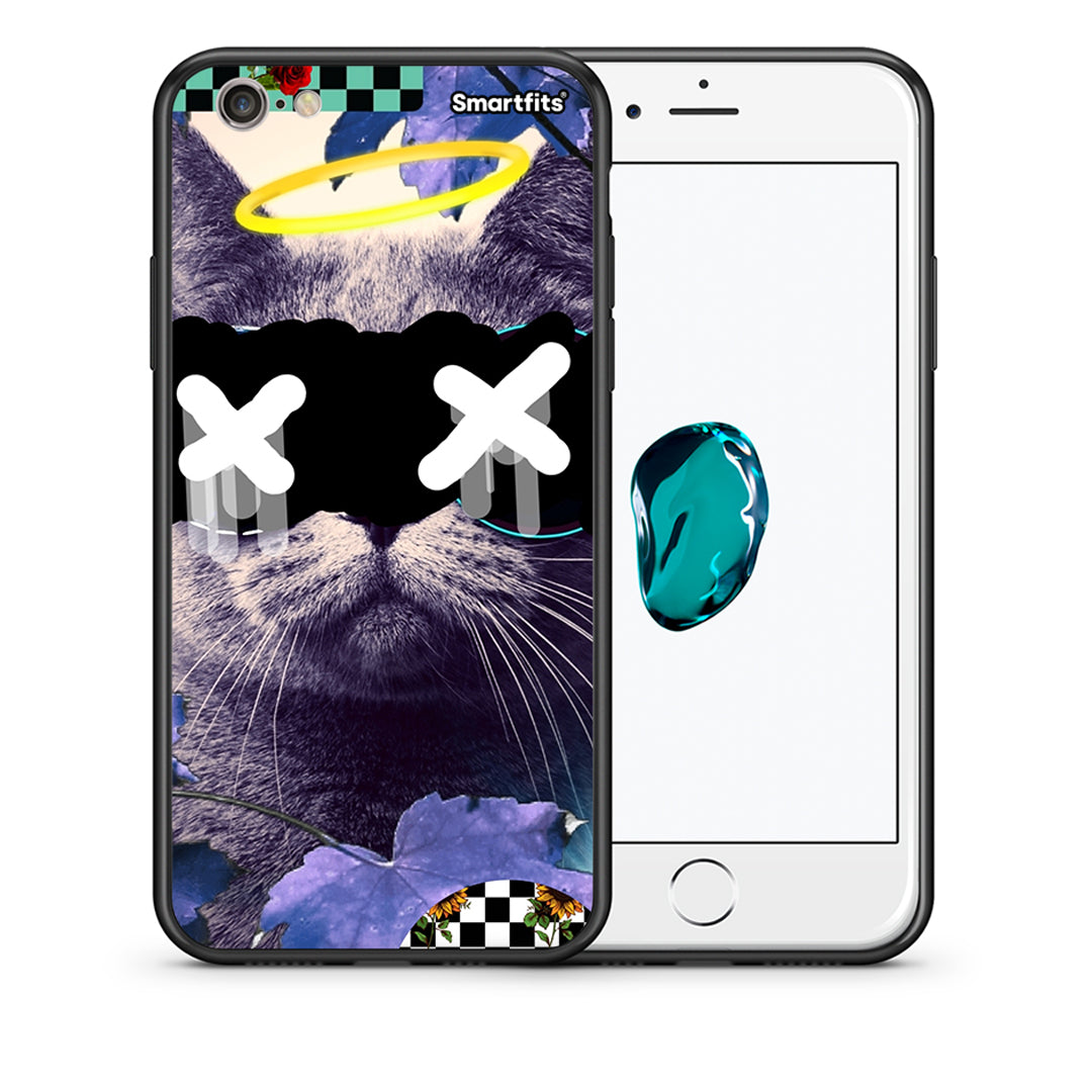 Θήκη iPhone 6/6s Cat Collage από τη Smartfits με σχέδιο στο πίσω μέρος και μαύρο περίβλημα | iPhone 6/6s Cat Collage case with colorful back and black bezels