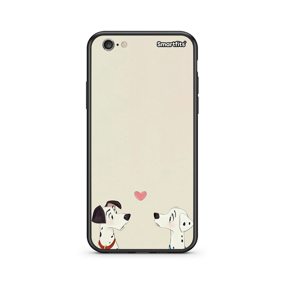 iPhone 7/8 Dalmatians Love θήκη από τη Smartfits με σχέδιο στο πίσω μέρος και μαύρο περίβλημα | Smartphone case with colorful back and black bezels by Smartfits