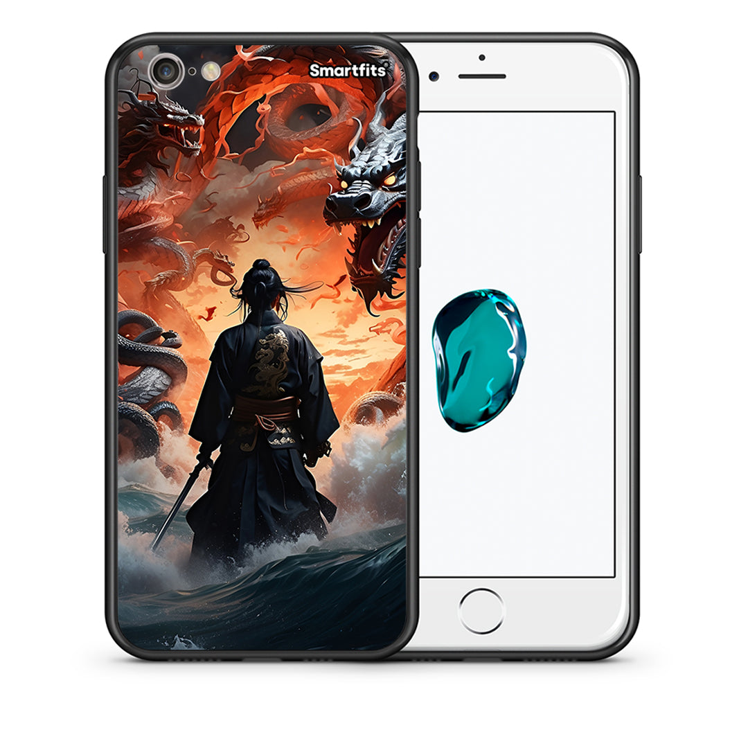 Θήκη iPhone 7/8/SE 2020 Dragons Fight από τη Smartfits με σχέδιο στο πίσω μέρος και μαύρο περίβλημα | iPhone 7/8/SE 2020 Dragons Fight case with colorful back and black bezels